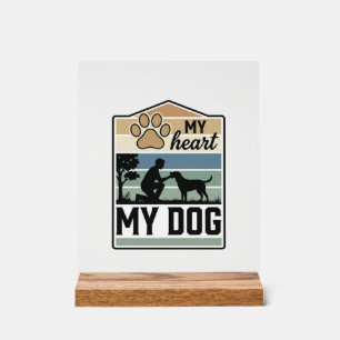 Mon cœur Mon Chien Gravure Vintage Design Amoureux
