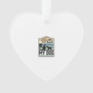 Mon cœur Mon chien Gravure vintage Design pour ama