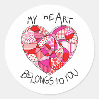 Mon cœur vous appartient Autocollant rond | Coeur