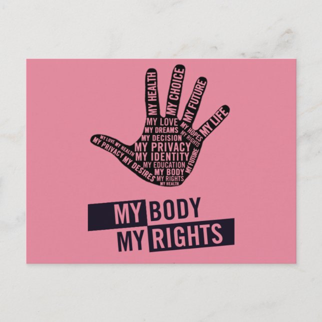 Mon corps Mon choix Droits des femmes Carte postal (Devant)