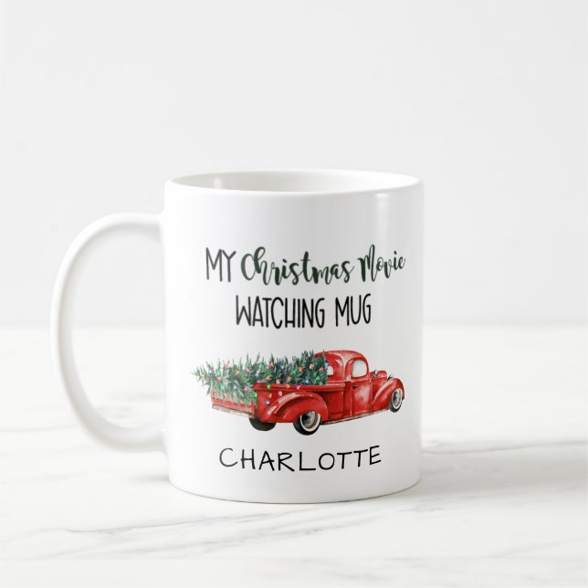 Mon film de Noël Regarder Mug Rouge Nom du camion (Gauche)