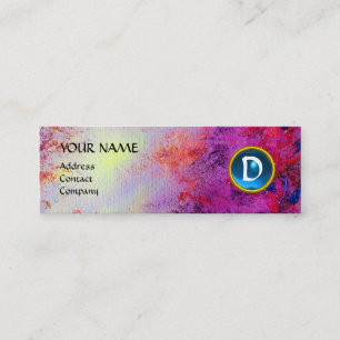 MON MONOGRAM bright fuchsia purple blue Mini Business Card