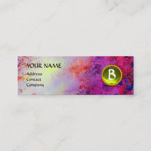 MON MONOGRAM bright fuchsia purple yellow Mini Business Card