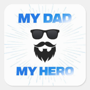 Mon Papa Mon Héros Autocollant Barbe Cool Fête d
