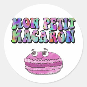 Mon Petit Macaron Retro Tie Dye Groovy Text Classic Round Sticker