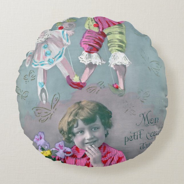 Mon petite coeur dans ce baiser  round pillow (Front)