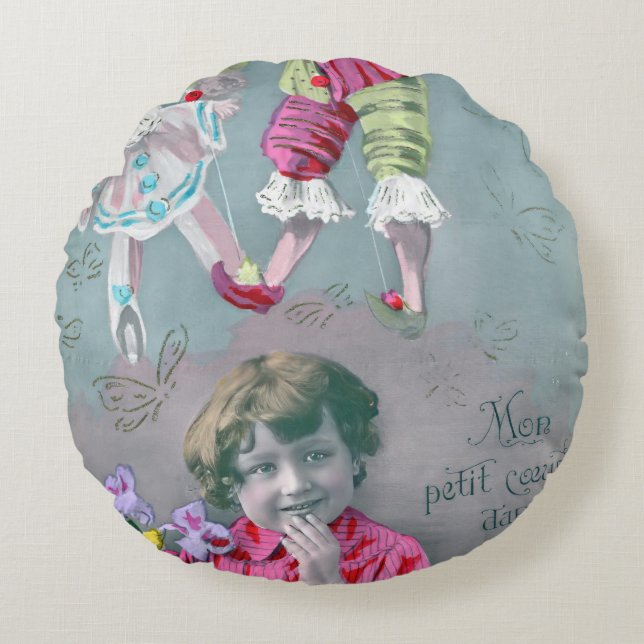 Mon petite coeur dans ce baiser  round pillow (Front)