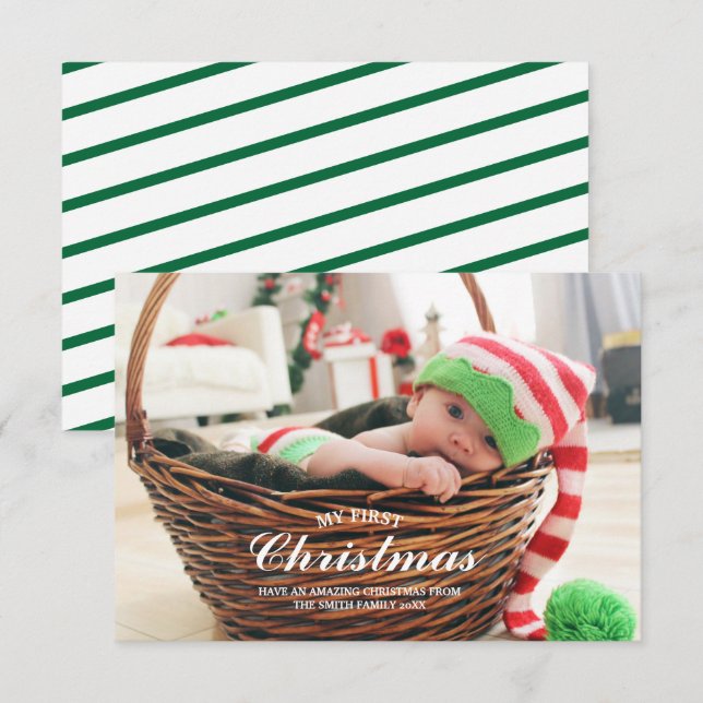 Mon premier bébé de Noël 1er Carte photo de vacanc (Devant / Derrière)