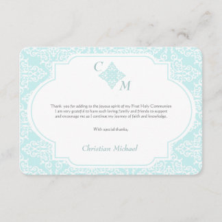 Mon premier carte de remerciements de bleu de