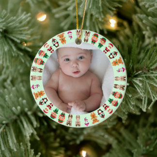 Mon Premier Noël Bébé Photo Nom Ornement Métal