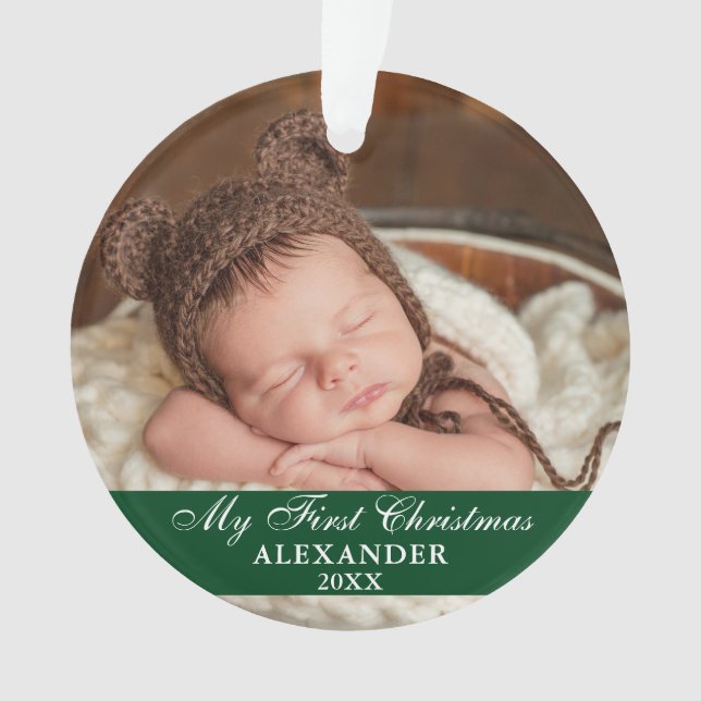 Mon premier Noël bébé photo verte (devant)
