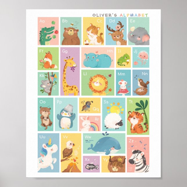 Mon premier poster d'alphabet ABC animaux (Devant)
