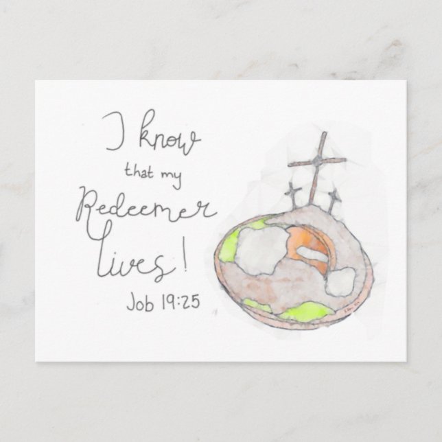 Mon Rédempteur Vit Une Carte Postale Pâques (Devant)