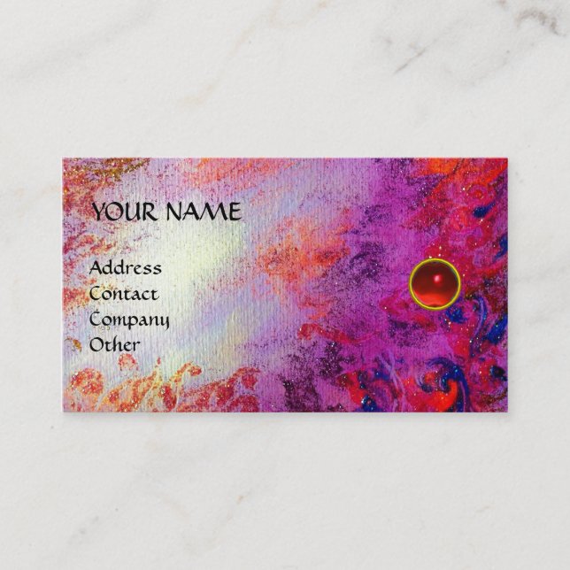 MON RUBY, AGATA , bright red violet grey pearl Business Card (Front)