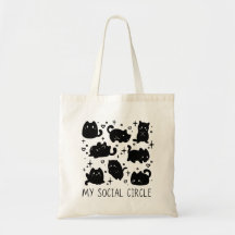 Mon Sac Fourre-Tout Mignon Chat Cercle Social