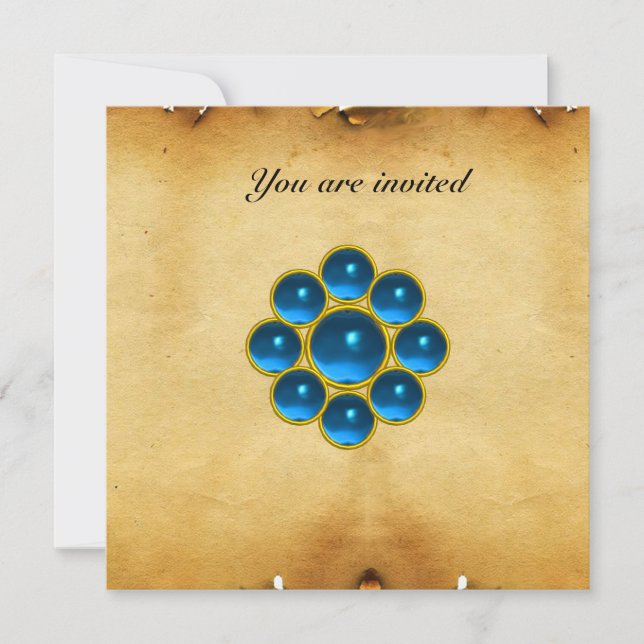 MON sapphire blue parchment Invitation (Front)