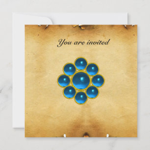 MON sapphire blue parchment Invitation