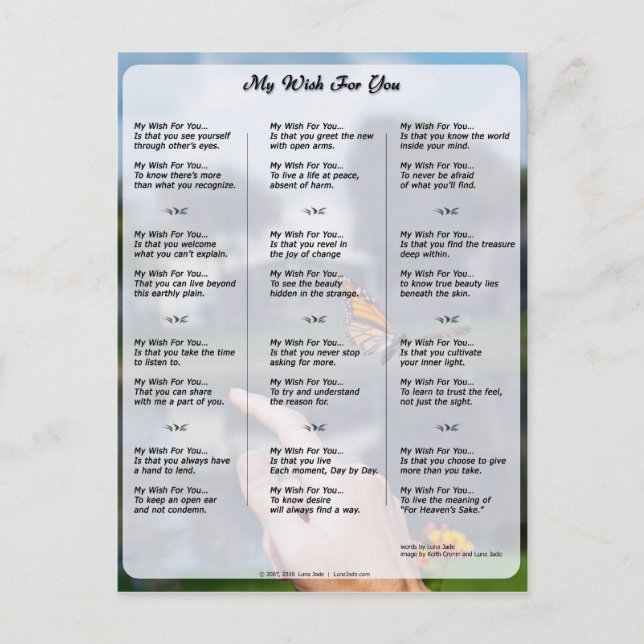 Mon souhait pour vous (nouvelle version) Carte pos (Devant)