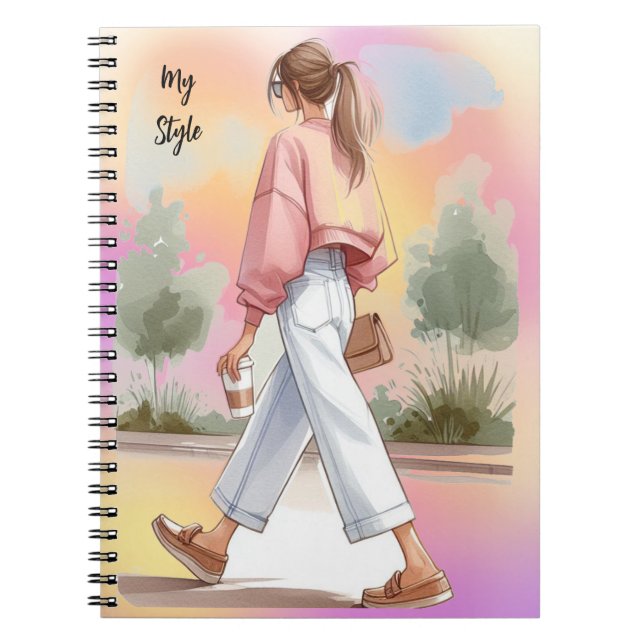 Mon style Fille à la mode avec Journal de café (Devant)