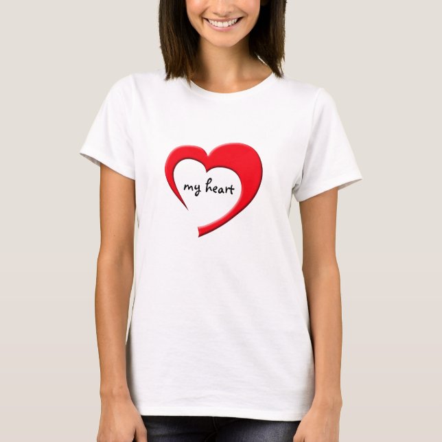 Mon T-shirt du coeur II (rouge sur la lumière) (Devant)