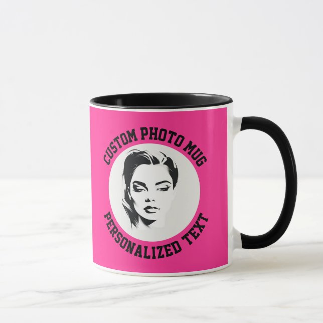 Mon visage sur un mug combo personnalisé ROSE FRAI (Droite)