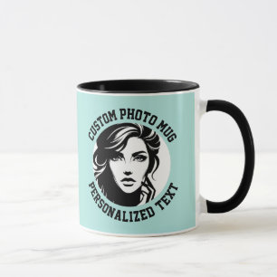 Mon visage sur un mug combo personnalisé TURQUOISE