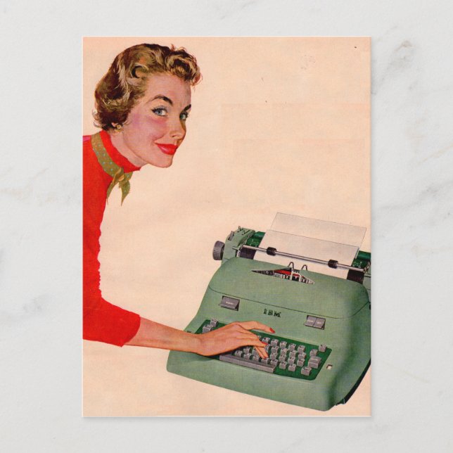 Mona and Her New Typewriter Postcard (Front)