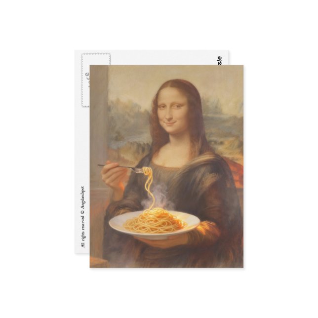Mona and her Spaghetti Postcard (Front/Back In Situ)