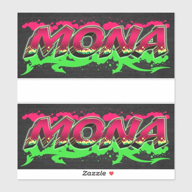 Mona First Name Graffiti Sticker (Sheet)