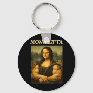 Mona Lifta Funny Mona Lisa Lifting Workout Gen Z Keychain