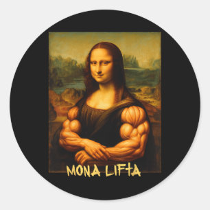 Mona Lifta Muscle Mona Lisa Bodybuilder Gym And Ar Classic Round Sticker