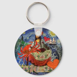 Mona Lisa and Crab Keychain