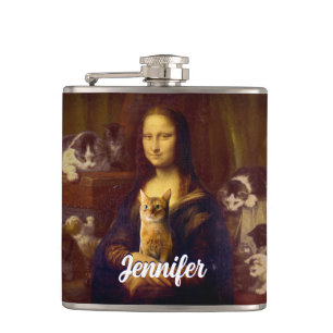 Mona Lisa and her cat                              Hip Flask