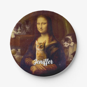 Mona Lisa and her cat Paper Plate