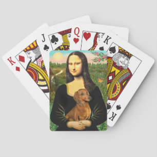Mona Lisa and her Red Dachshund Playing Cards