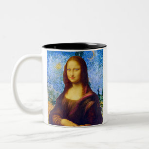 Mona Lisa and Van Gogh Two-Tone Coffee Mug