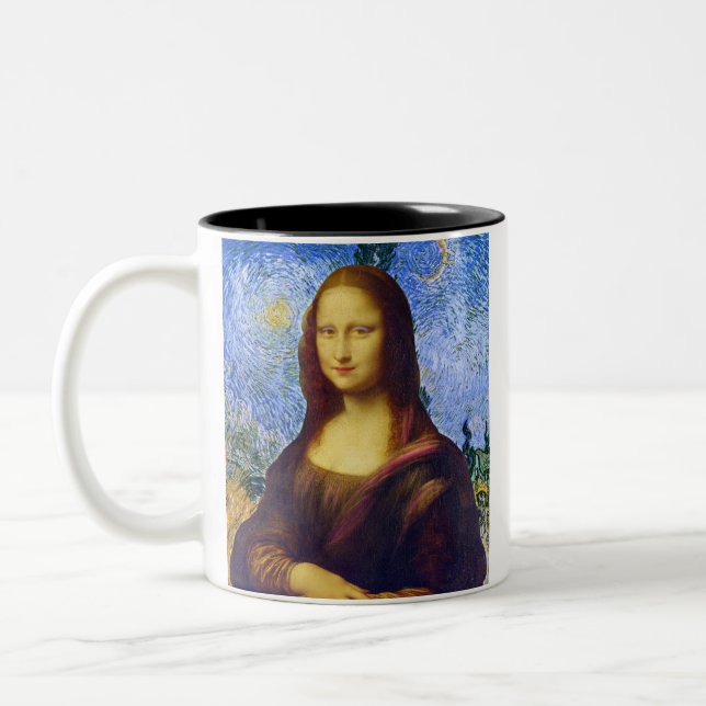 Mona Lisa and Van Gogh Two-Tone Coffee Mug (Left)