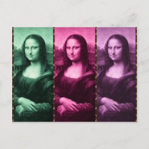 Mona Lisa Animal Print Green Pink Purple Postcard