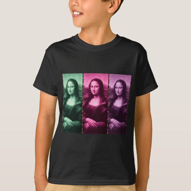 Mona Lisa Animal Print Green Pink Purple T-Shirt (Front)