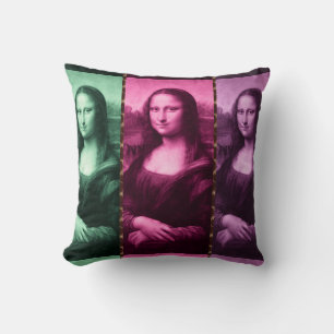 Mona Lisa Animal Print Green Pink Purple Throw Pillow