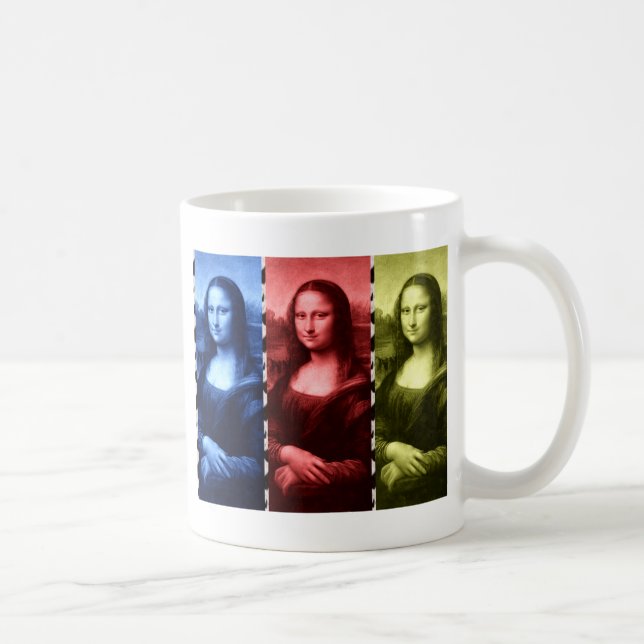 Mona Lisa Animal Print Primary Colours Coffee Mug (Right)
