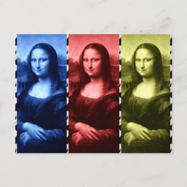 Mona Lisa Animal Print Primary Colours Postcard (Front)