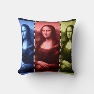 Mona Lisa Animal Print Primary Colours Throw Pillow
