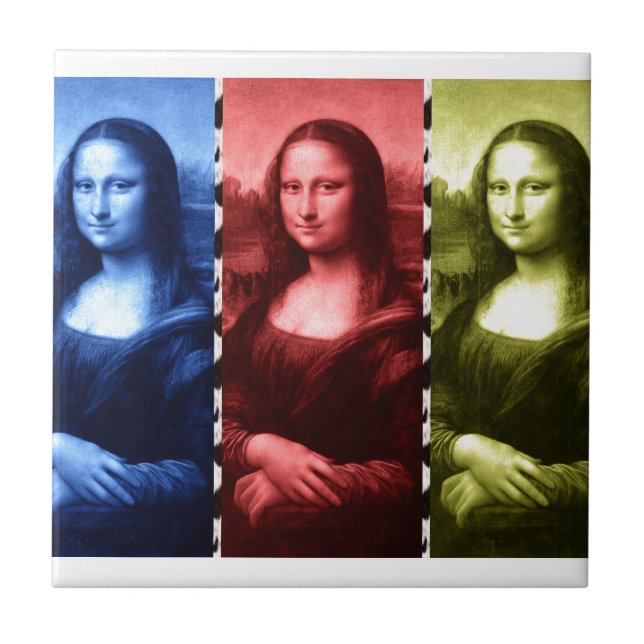 Mona Lisa Animal Print Primary Colours Tile (Front)