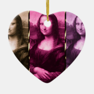 Mona Lisa Animal Print Purple Pink Chocolate Ceramic Ornament