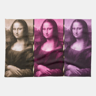 Mona Lisa Animal Print Purple Pink Chocolate Kitchen Towel