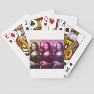 Mona Lisa Animal Print Purple Pink Chocolate Playing Cards