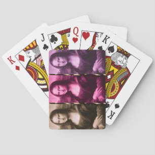 Mona Lisa Animal Print Purple Pink Chocolate Playing Cards