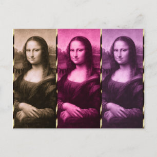 Mona Lisa Animal Print Purple Pink Chocolate Postcard