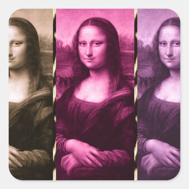 Mona Lisa Animal Print Purple Pink Chocolate Square Sticker (Front)